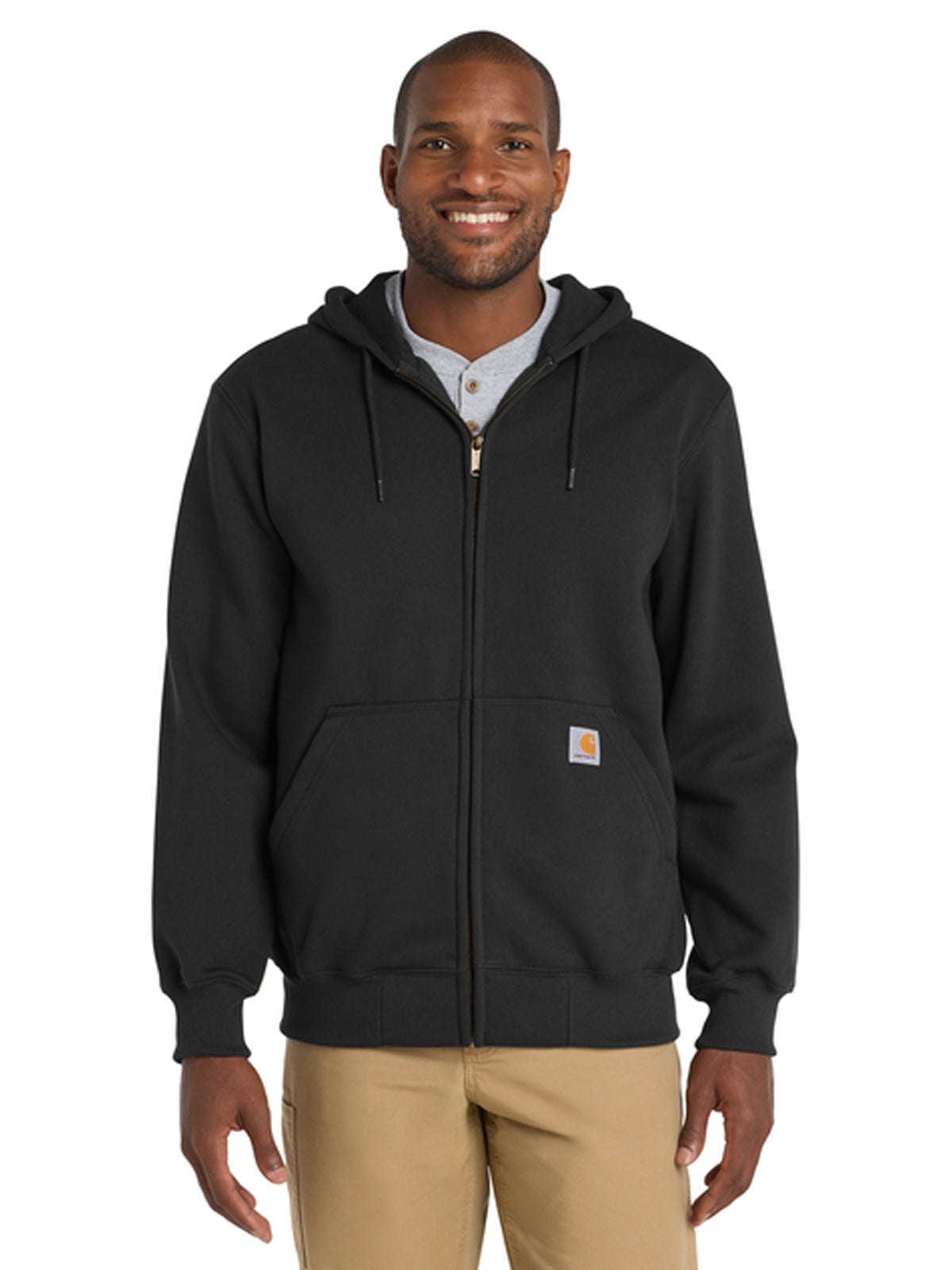 Men's 2-Pocket Zip-Front Hooded Sweatshirt - CT100614 - Black