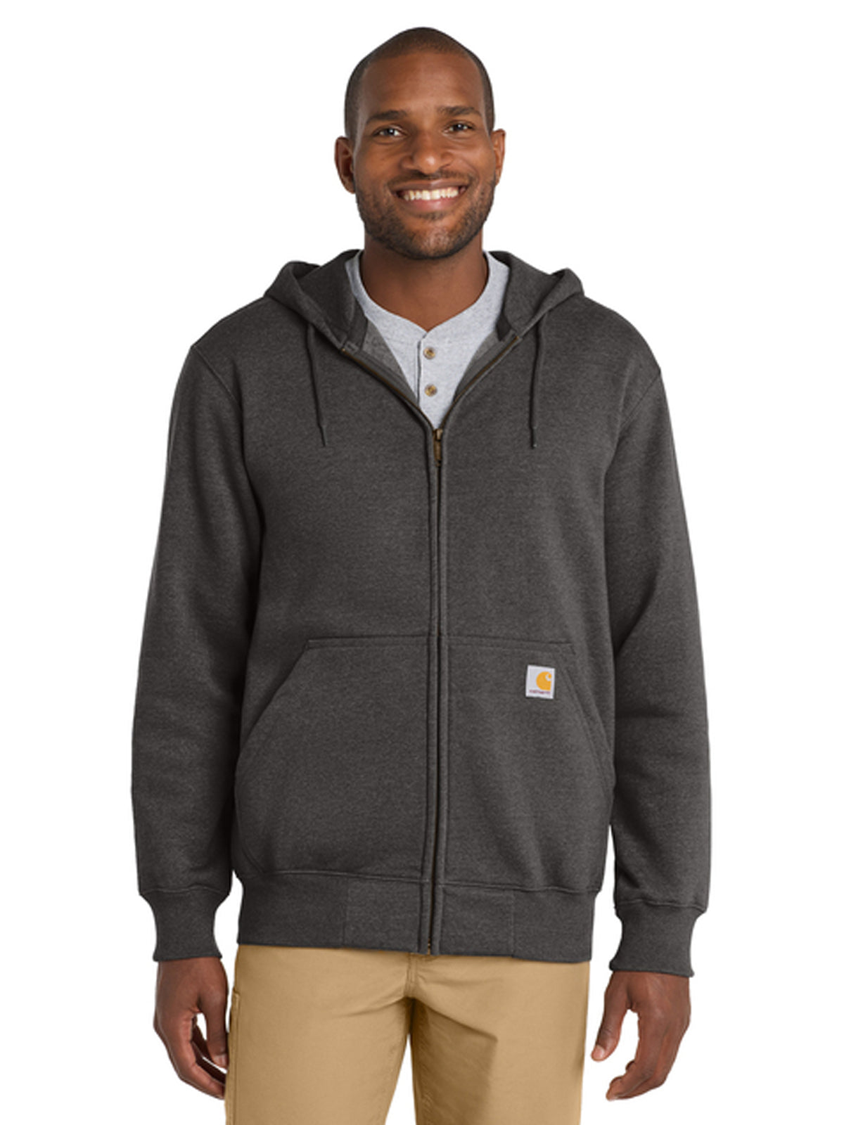 Men's 2-Pocket Zip-Front Hooded Sweatshirt - CT100614 - Carbon Heather