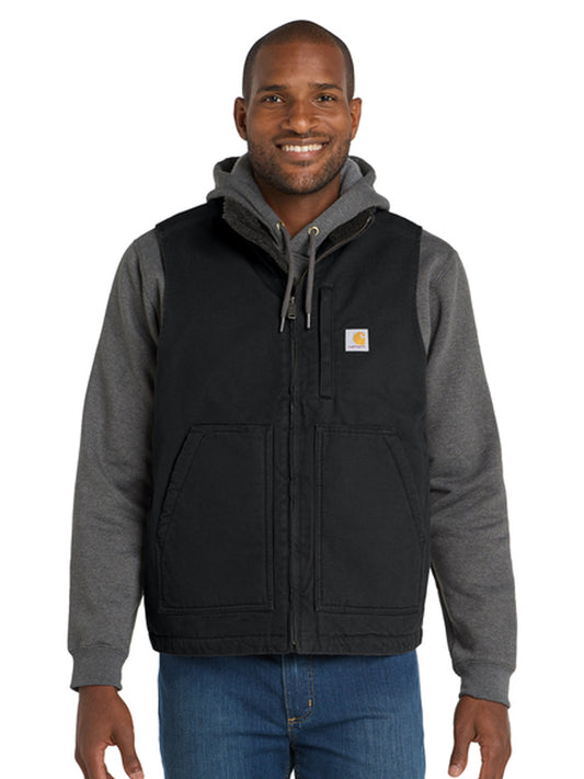 Men's Sherpa-Lined Five-Pocket Mock Neck Vest - CT104277 - Black