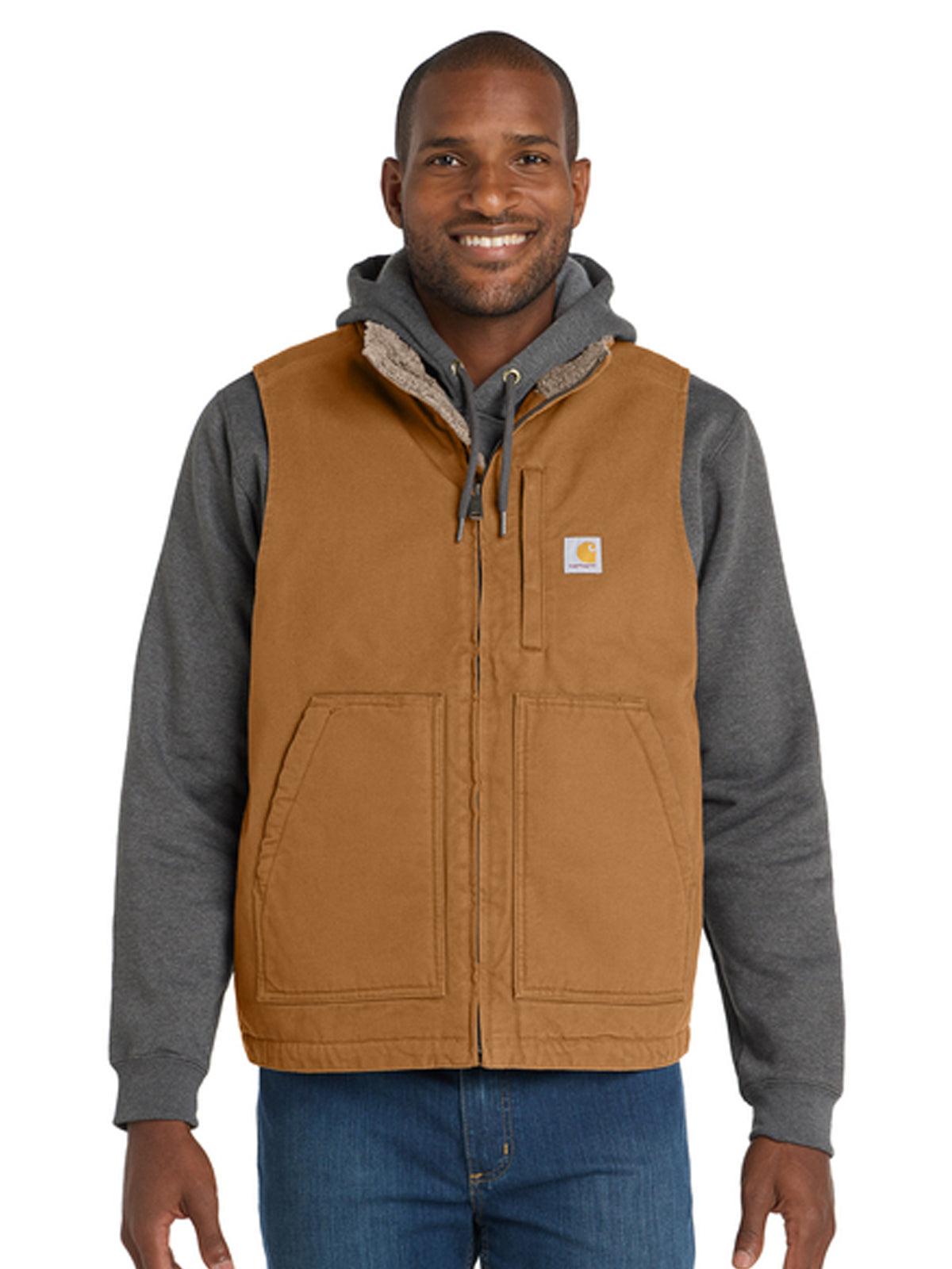 Men's Sherpa-Lined Five-Pocket Mock Neck Vest - CT104277 - Carhartt Brown