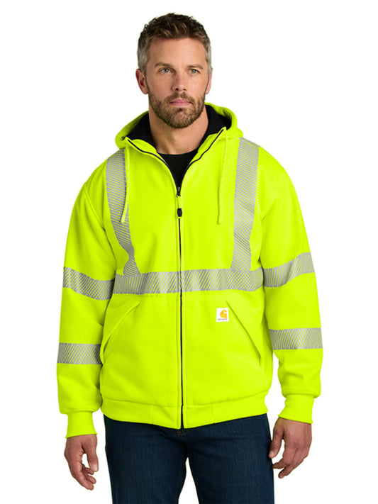 Men's ANSI 107 Class 3 Lined Full-Zip Sweatshirt - CT104988 - Brite Lime