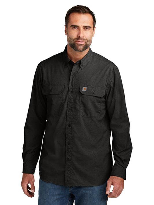 Men's Two-Pocket Solid Long Sleeve Shirt - CT105291 - Black