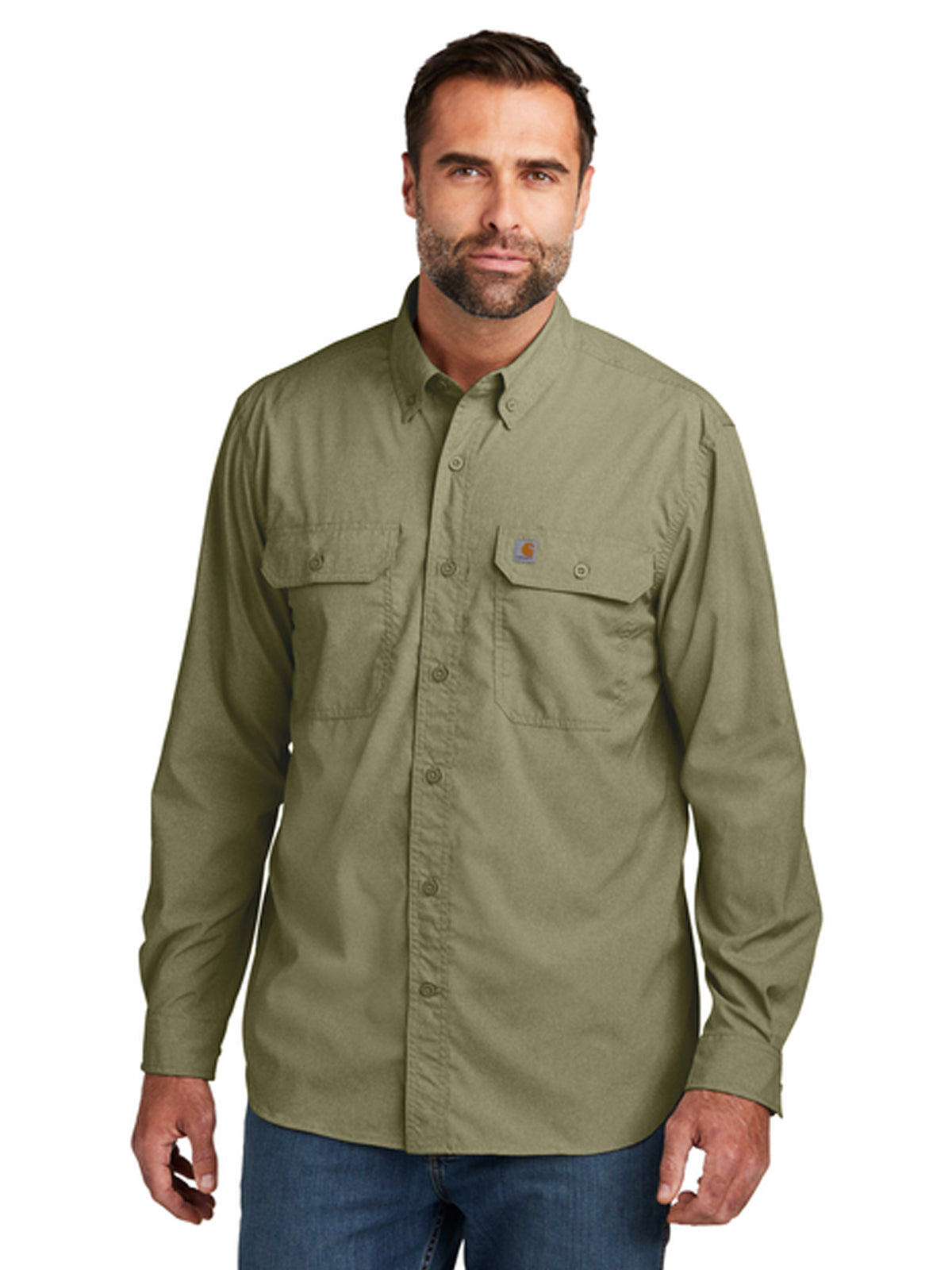 Men's Two-Pocket Solid Long Sleeve Shirt - CT105291 - Burnt Olive