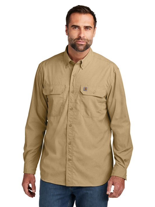 Men's Two-Pocket Solid Long Sleeve Shirt - CT105291 - Dark Khaki