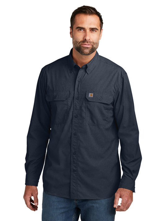 Men's Two-Pocket Solid Long Sleeve Shirt - CT105291 - Navy