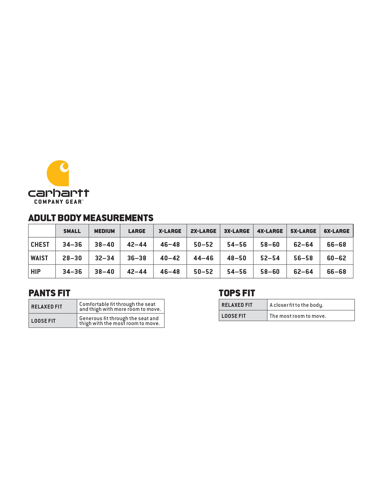 SIZECHART