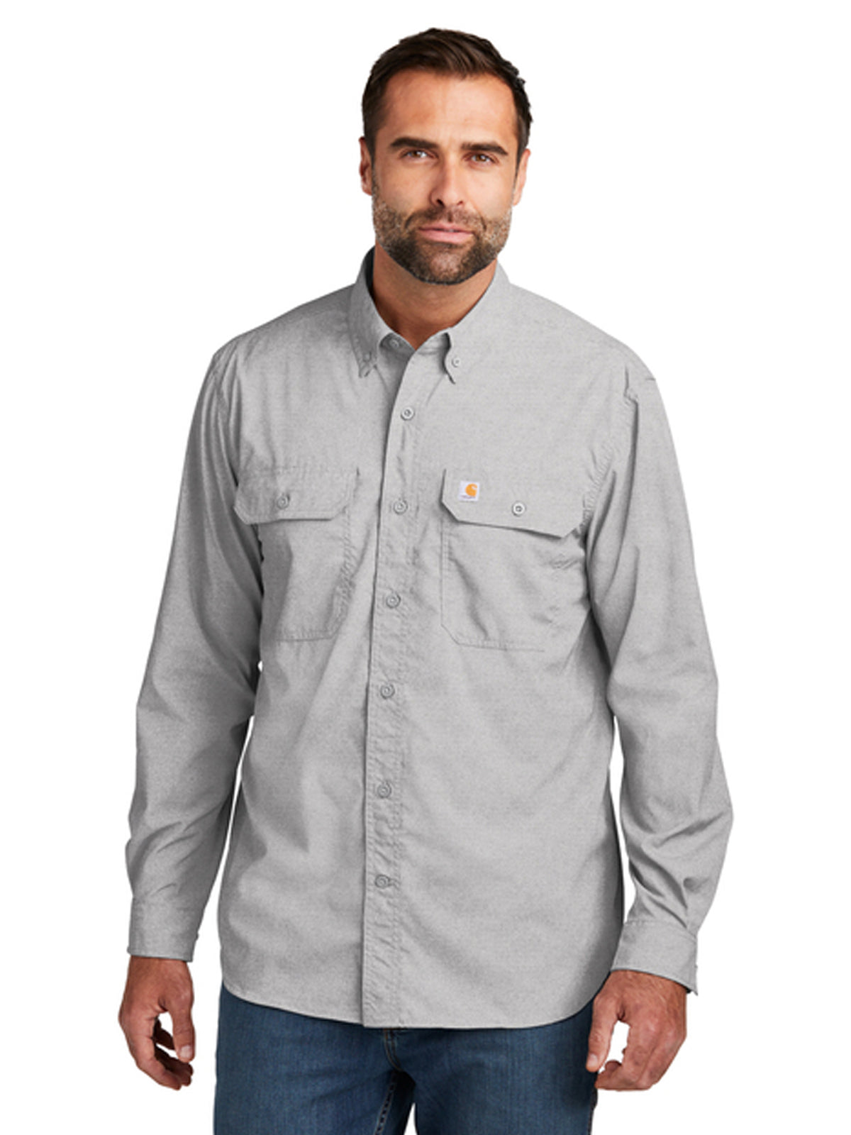 Men's Two-Pocket Solid Long Sleeve Shirt - CT105291 - Steel