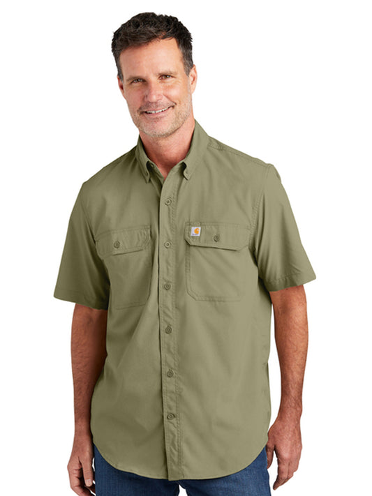 Men's Two-Pocket Solid Short Sleeve Shirt - CT105292 - Burnt Olive
