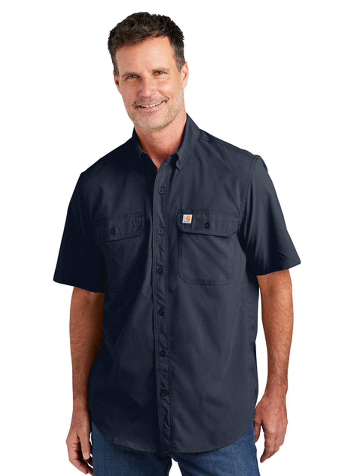 Men's Two-Pocket Solid Short Sleeve Shirt - CT105292 - Navy