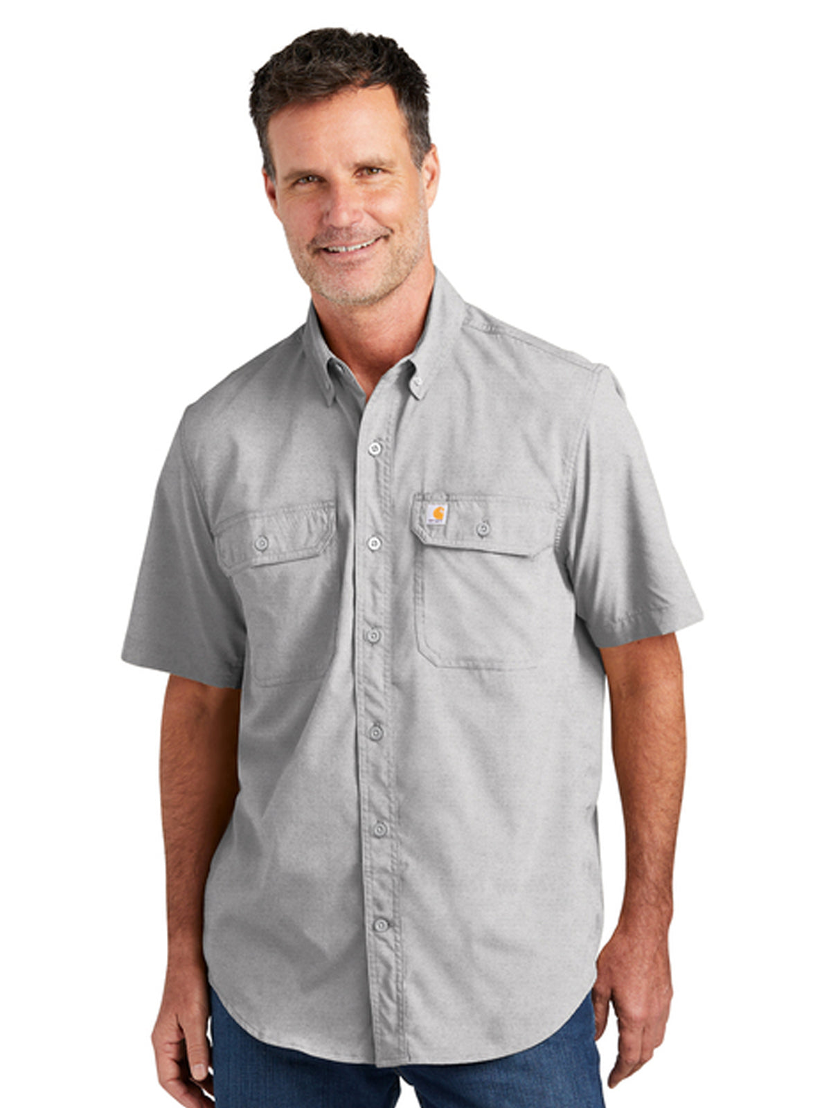 Men's Two-Pocket Solid Short Sleeve Shirt - CT105292 - Steel