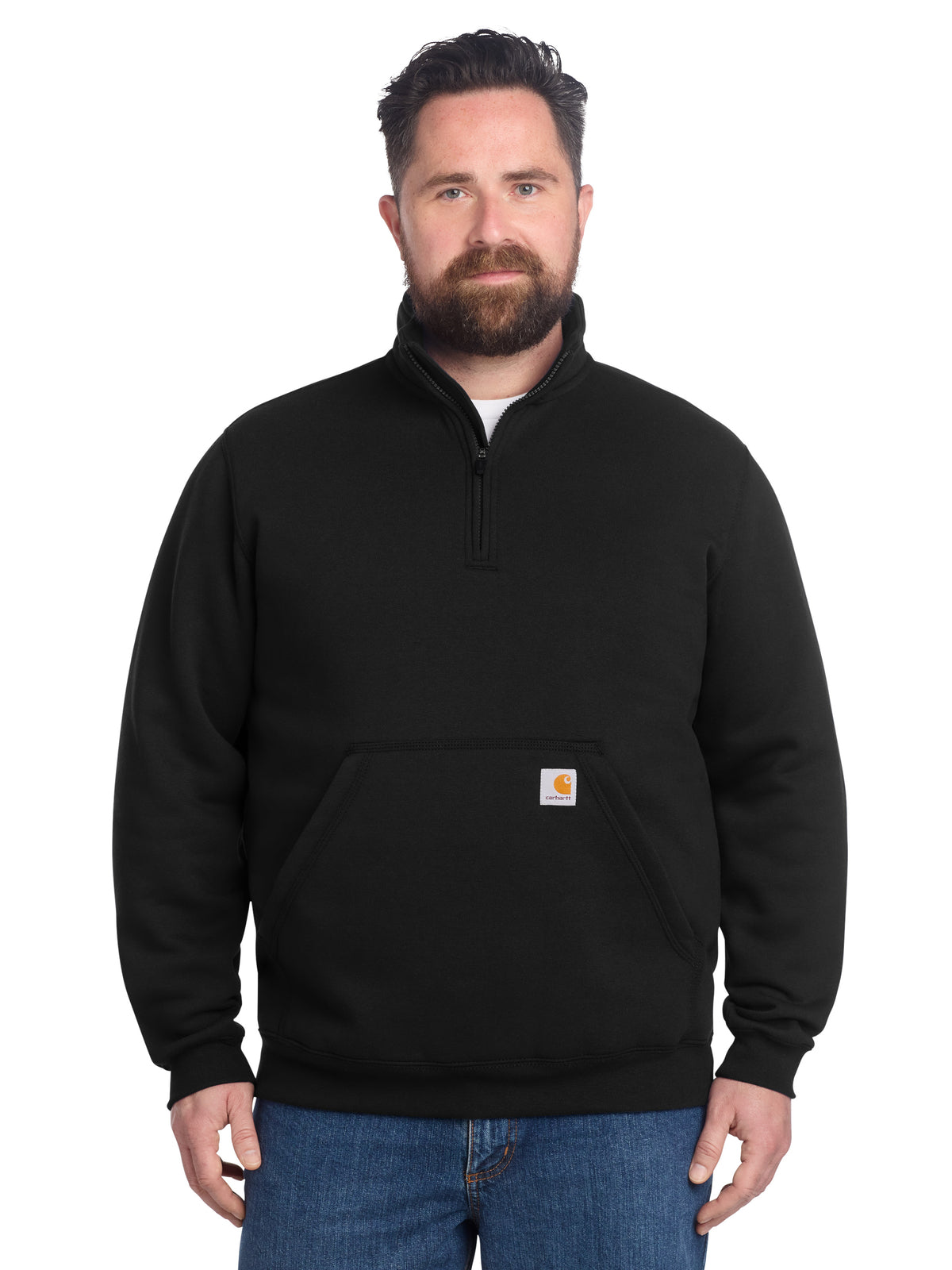 Men's 1-Pocket 1/4-Zip Mock Neck Sweatshirt - CT105294 - Black