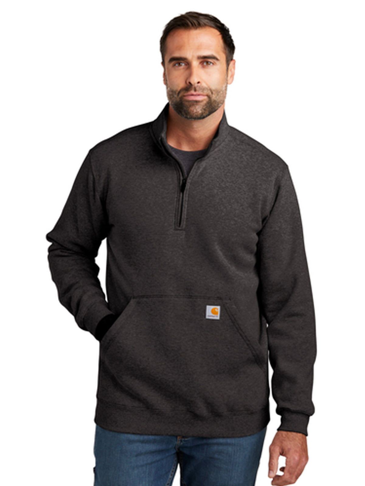 Men's 1-Pocket 1/4-Zip Mock Neck Sweatshirt - CT105294 - Carbon Heather