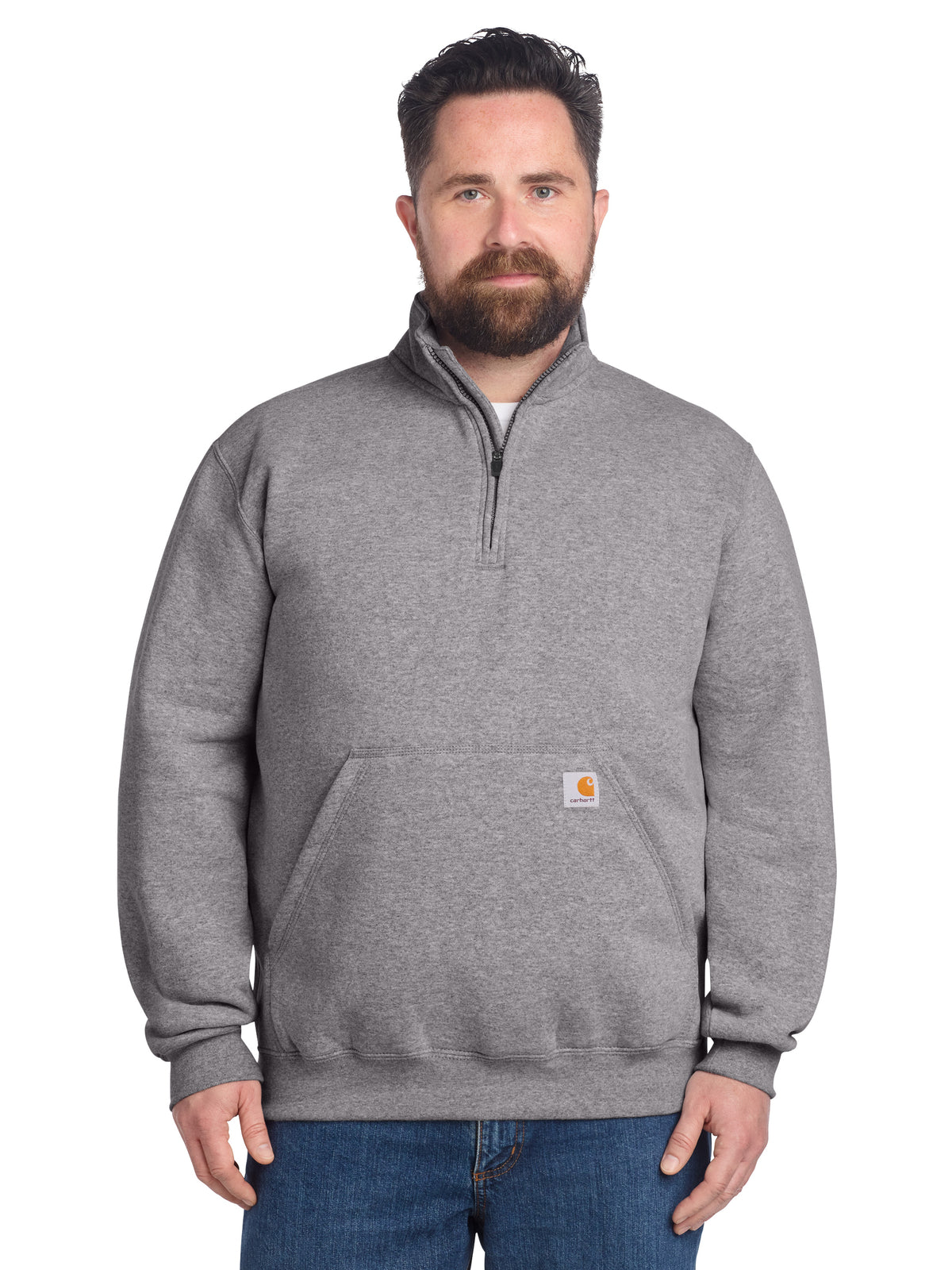 Men's 1-Pocket 1/4-Zip Mock Neck Sweatshirt - CT105294 - Heather Grey