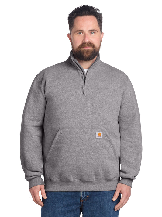 Men's 1-Pocket 1/4-Zip Mock Neck Sweatshirt - CT105294 - Heather Grey