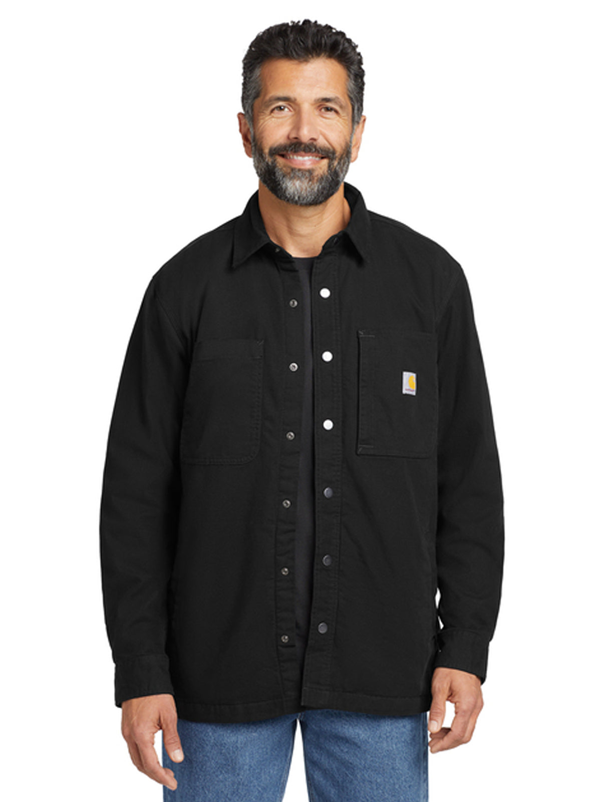 Men's 4-Pocket Fleece Lined Shirt Jacket - CT105532 - Black