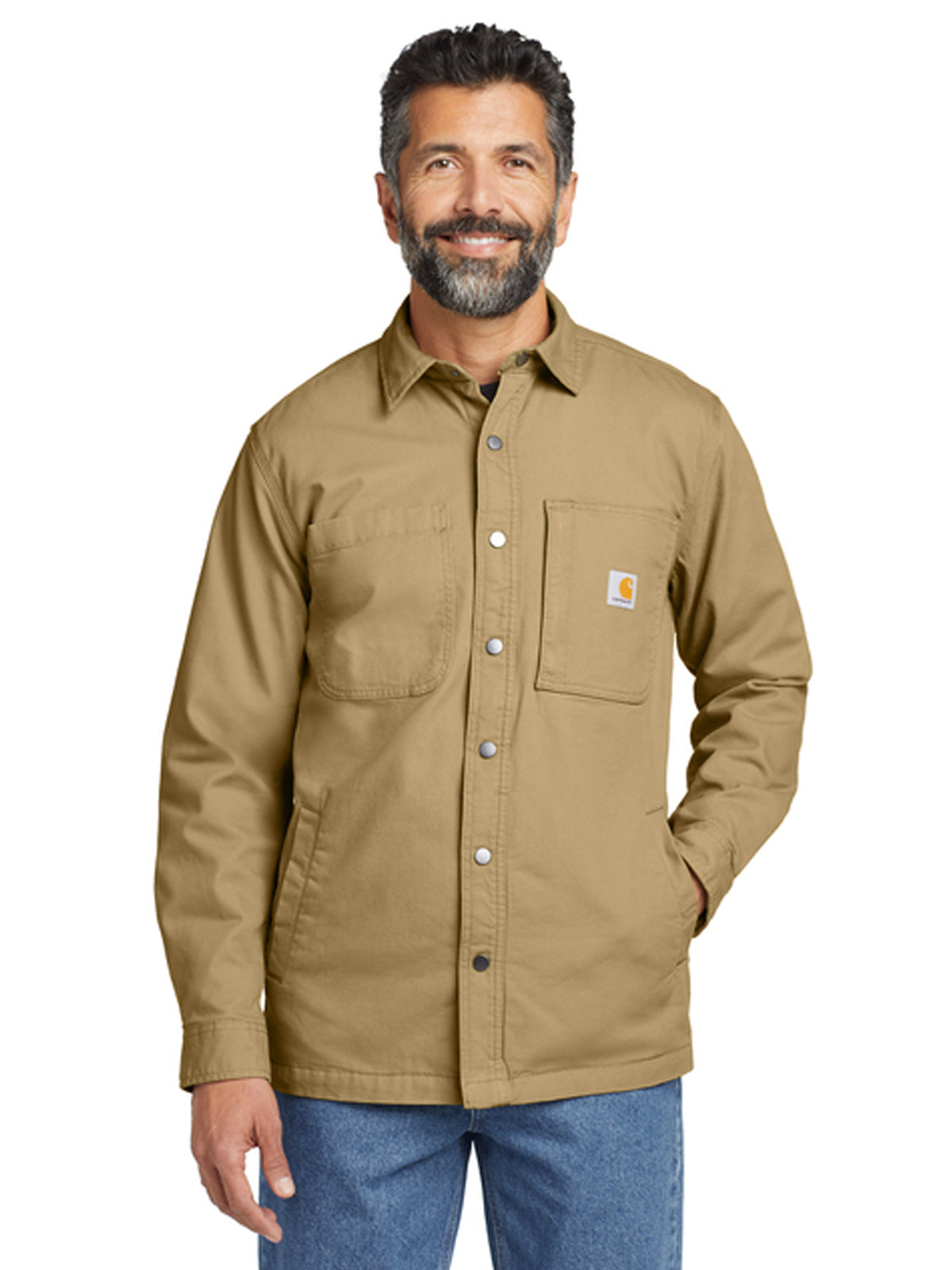 Men's 4-Pocket Fleece Lined Shirt Jacket - CT105532 - Dark Khaki