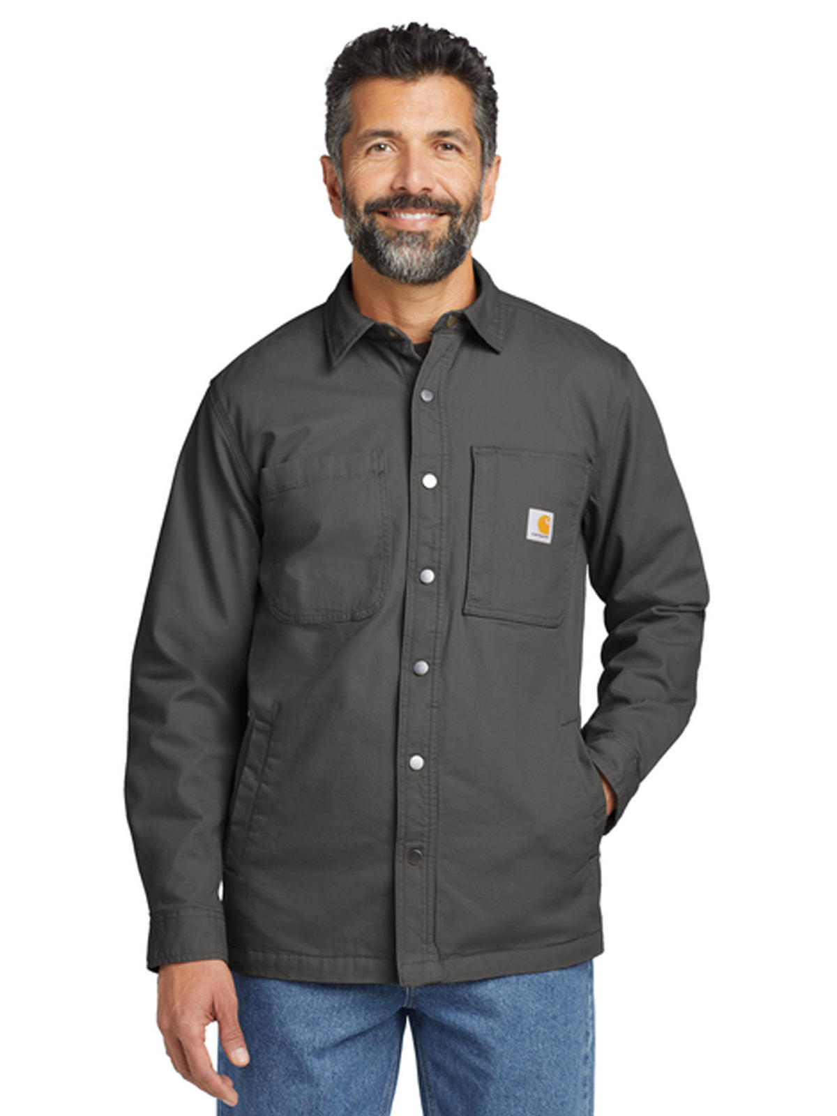 Men's 4-Pocket Fleece Lined Shirt Jacket - CT105532 - Shadow Grey