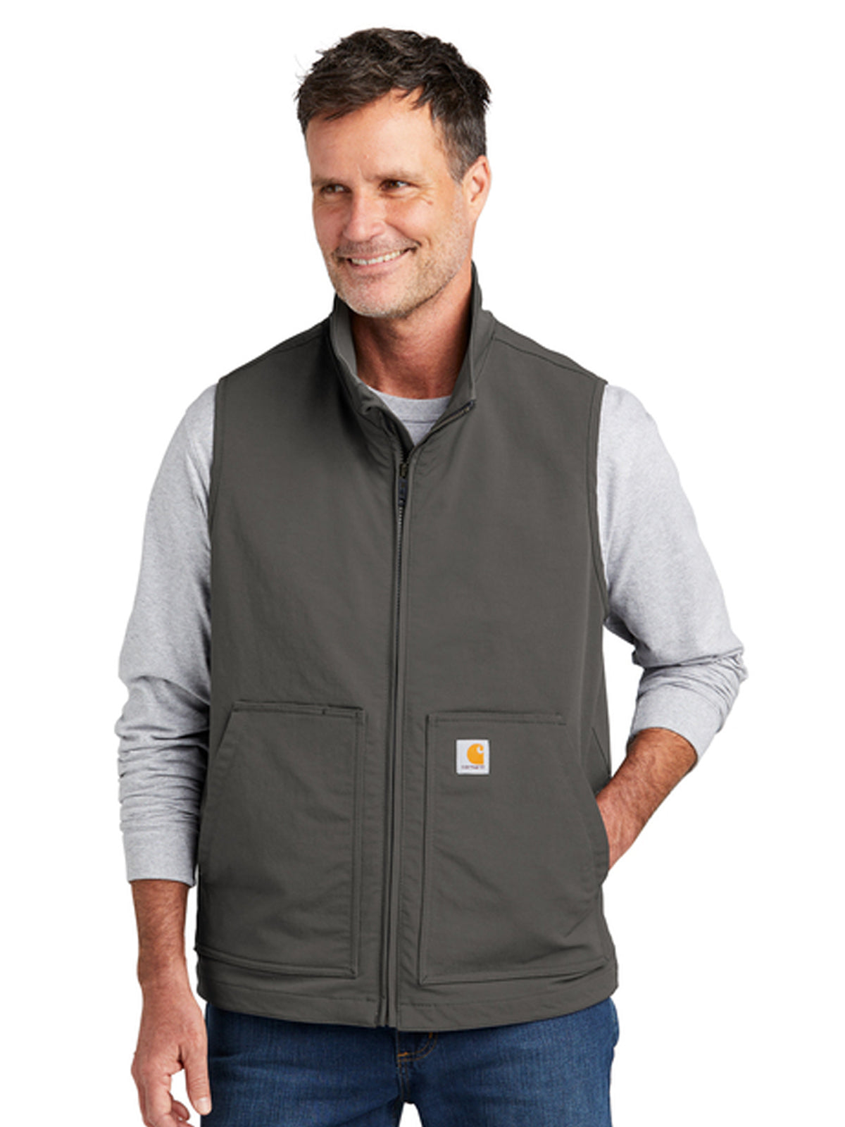 Men's 4-Pocket Soft Shell Vest - CT105535 - Gravel