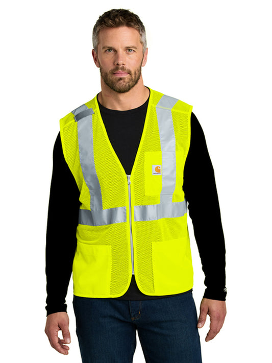 ANSI Class 2 Three-Pocket Mesh Zip-Front Vest - CT106171 - Brite Lime