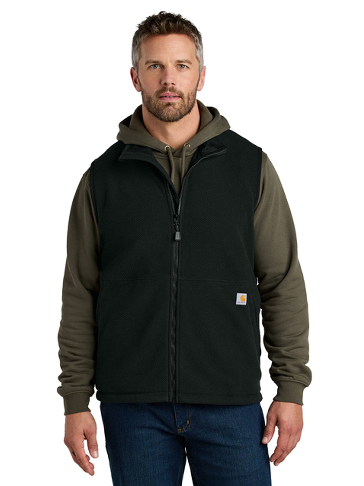 Men's 2-Pocket Textured Fleece Vest - CT106418 - Black