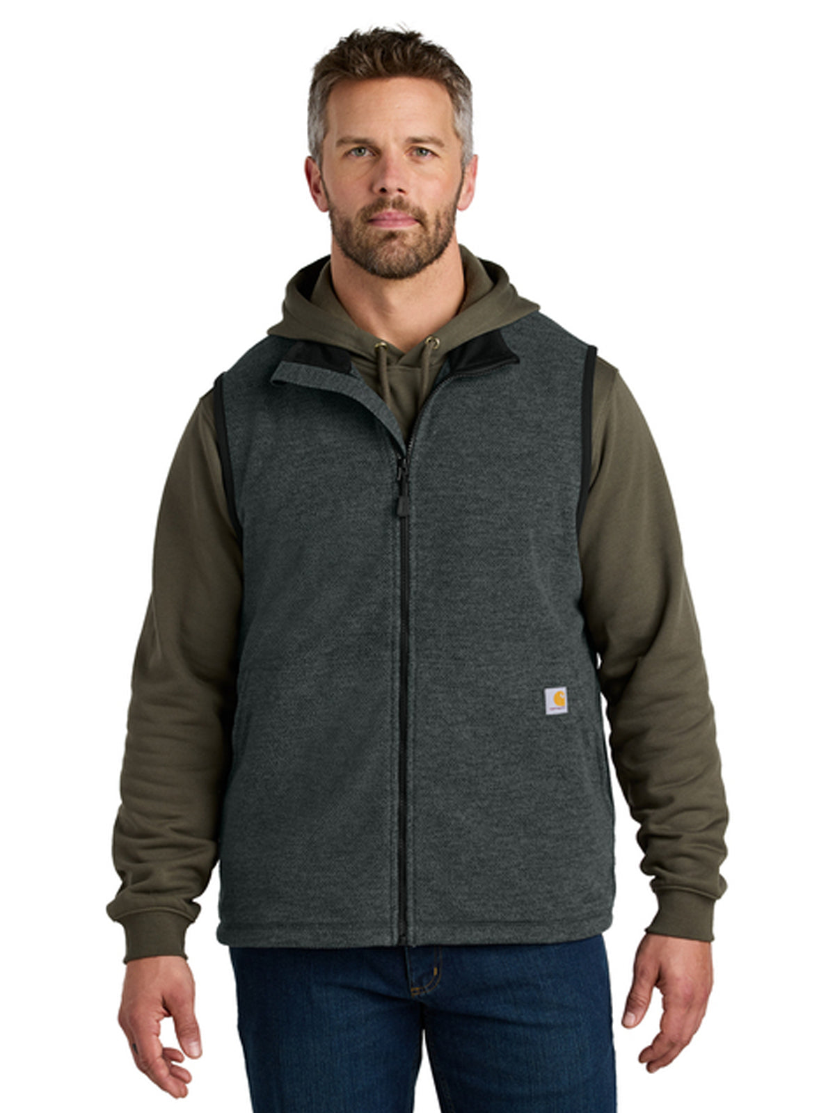 Men's 2-Pocket Textured Fleece Vest - CT106418 - Carbon Heather