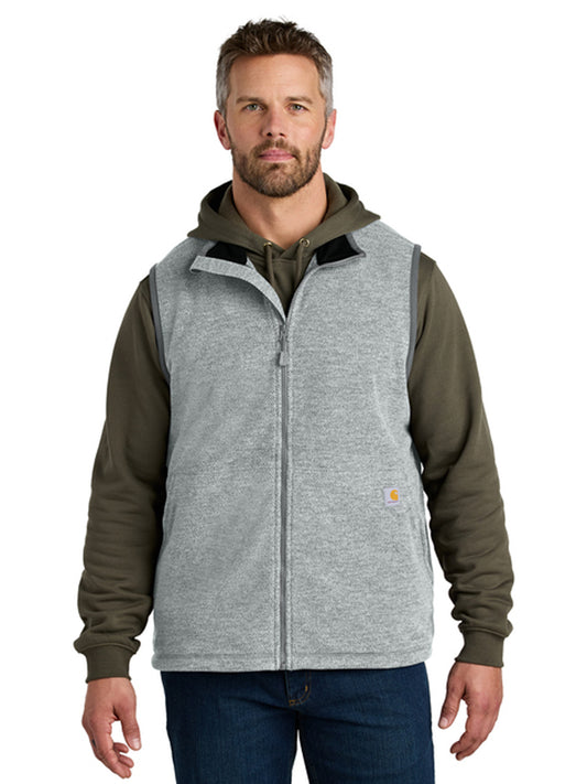 Men's 2-Pocket Textured Fleece Vest - CT106418 - Heather Grey