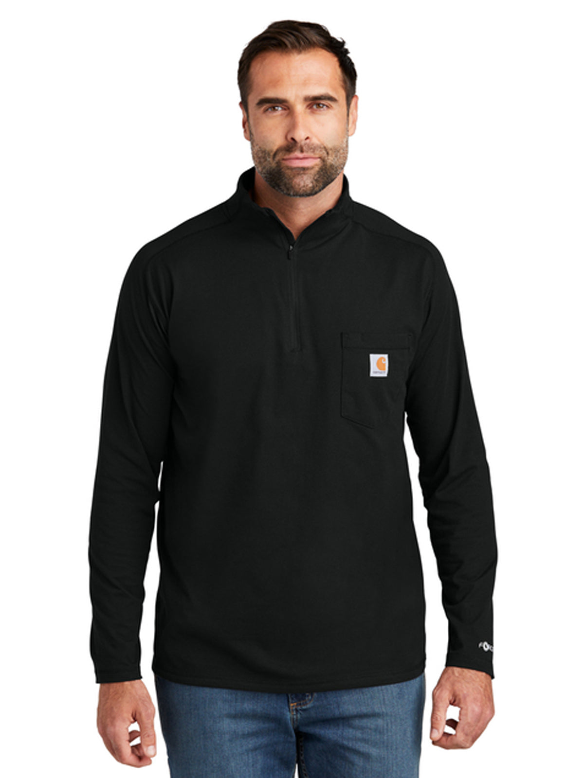 Men's 1-Pocket 1/4-Zip Long Sleeve T-Shirt - CT106660 - Black