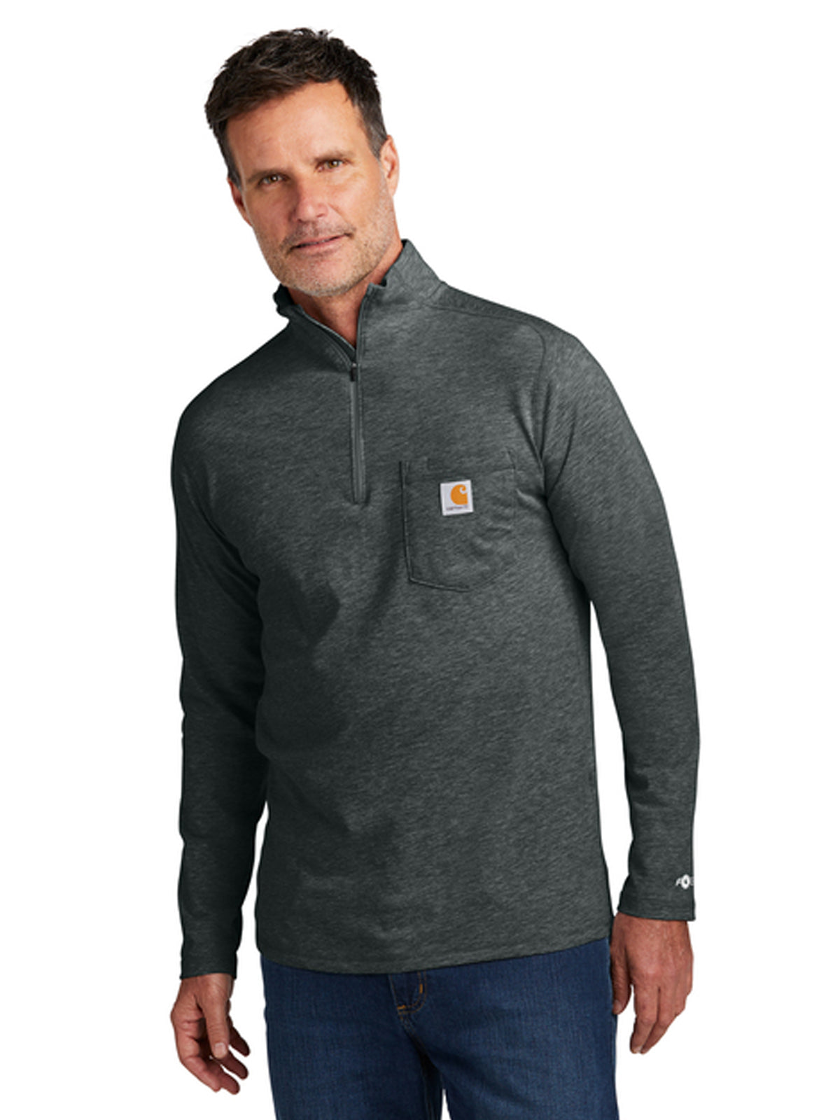 Men's 1-Pocket 1/4-Zip Long Sleeve T-Shirt - CT106660 - Carbon Heather