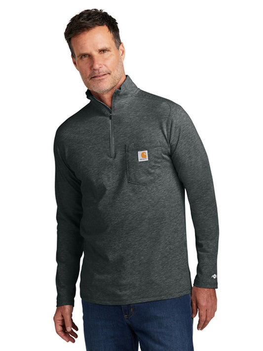 Men's 1-Pocket 1/4-Zip Long Sleeve T-Shirt - CT106660 - Carbon Heather