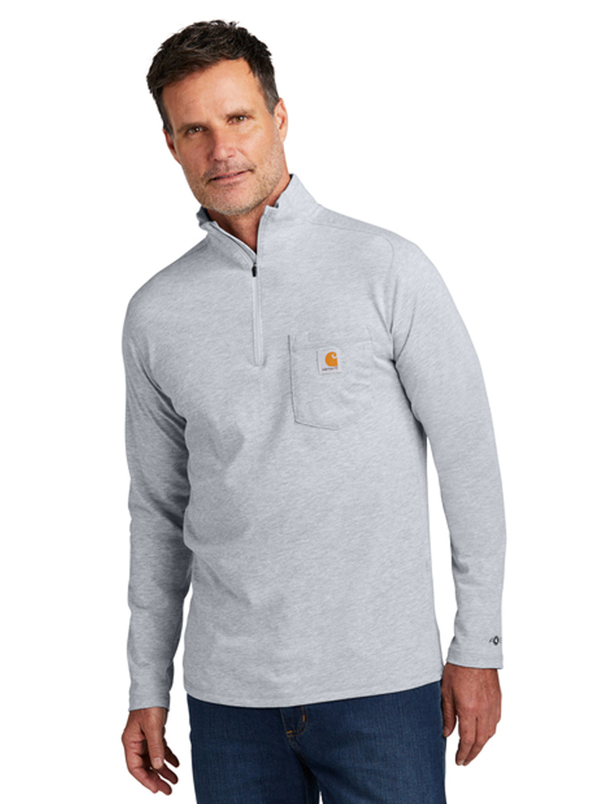 Men's 1-Pocket 1/4-Zip Long Sleeve T-Shirt - CT106660 - Heather Grey