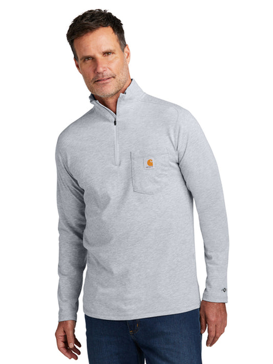 Men's 1-Pocket 1/4-Zip Long Sleeve T-Shirt - CT106660 - Heather Grey