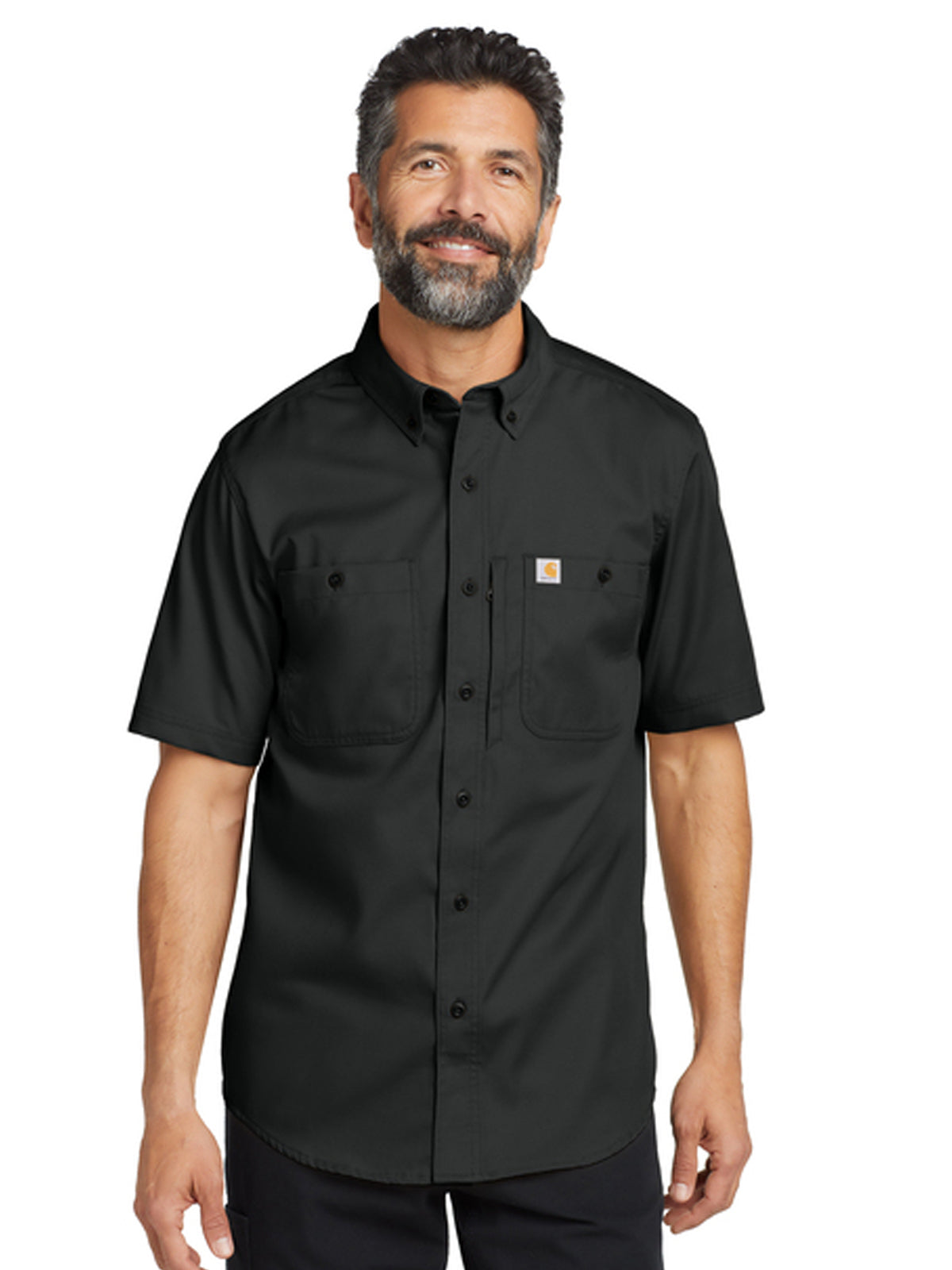 Men's 3-Pocket Button Front Short Sleeve Shirt - CT106688 - Black