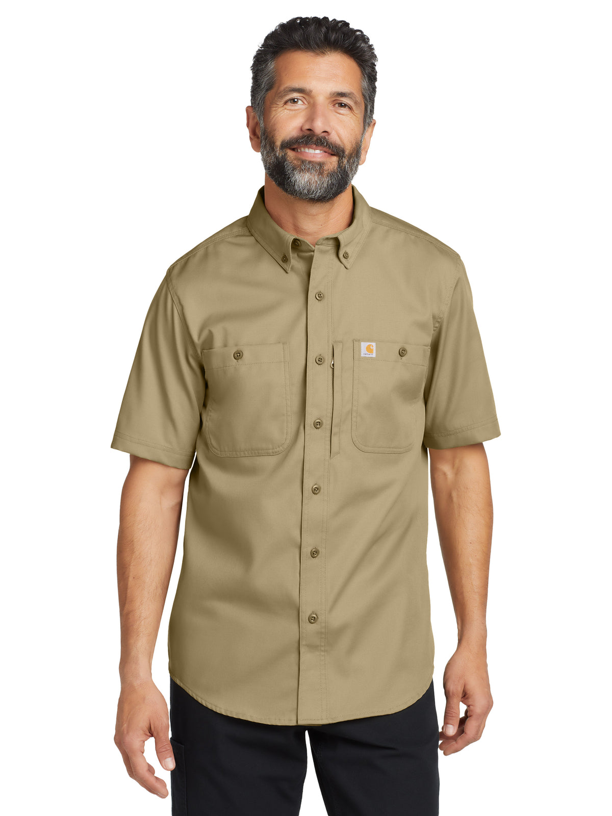 Men's 3-Pocket Button Front Short Sleeve Shirt - CT106688 - Dark Khaki