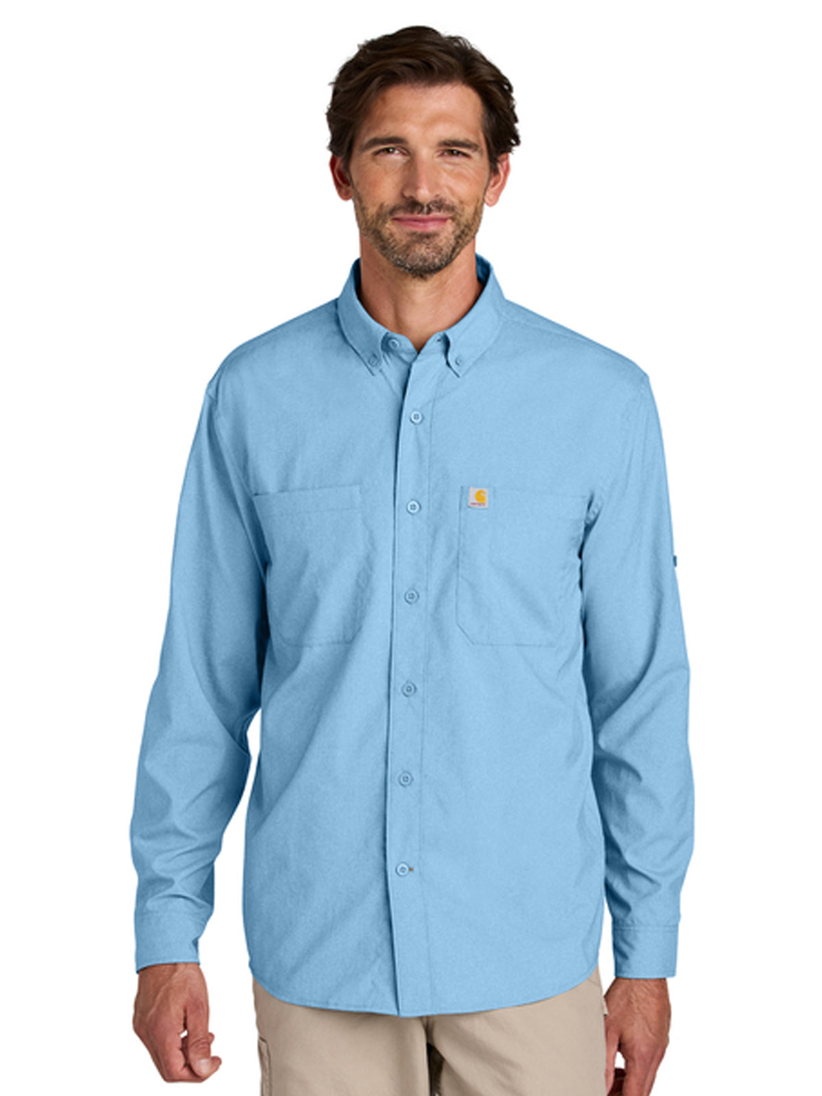 Men's 2-Pocket Sun Defender Long Sleeve Shirt - CT107106 - Fresh Water Blue