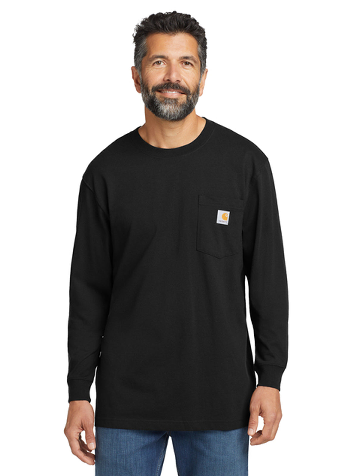 Men's 1-Pocket Long Sleeve T-Shirt - CTK126 - Black