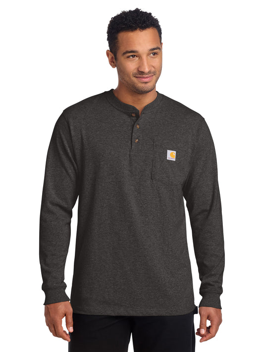 Men's 1-Pocket Long Sleeve Henley T-Shirt - CTK128 - Carbon Heather