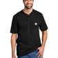 Men's Short Sleeve One-Pocket Henley T-Shirt - CTK84 - Black