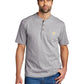 Men's Short Sleeve One-Pocket Henley T-Shirt - CTK84 - Heather Grey