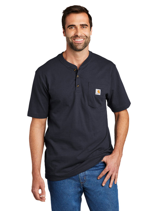 Men's Short Sleeve One-Pocket Henley T-Shirt - CTK84 - Navy