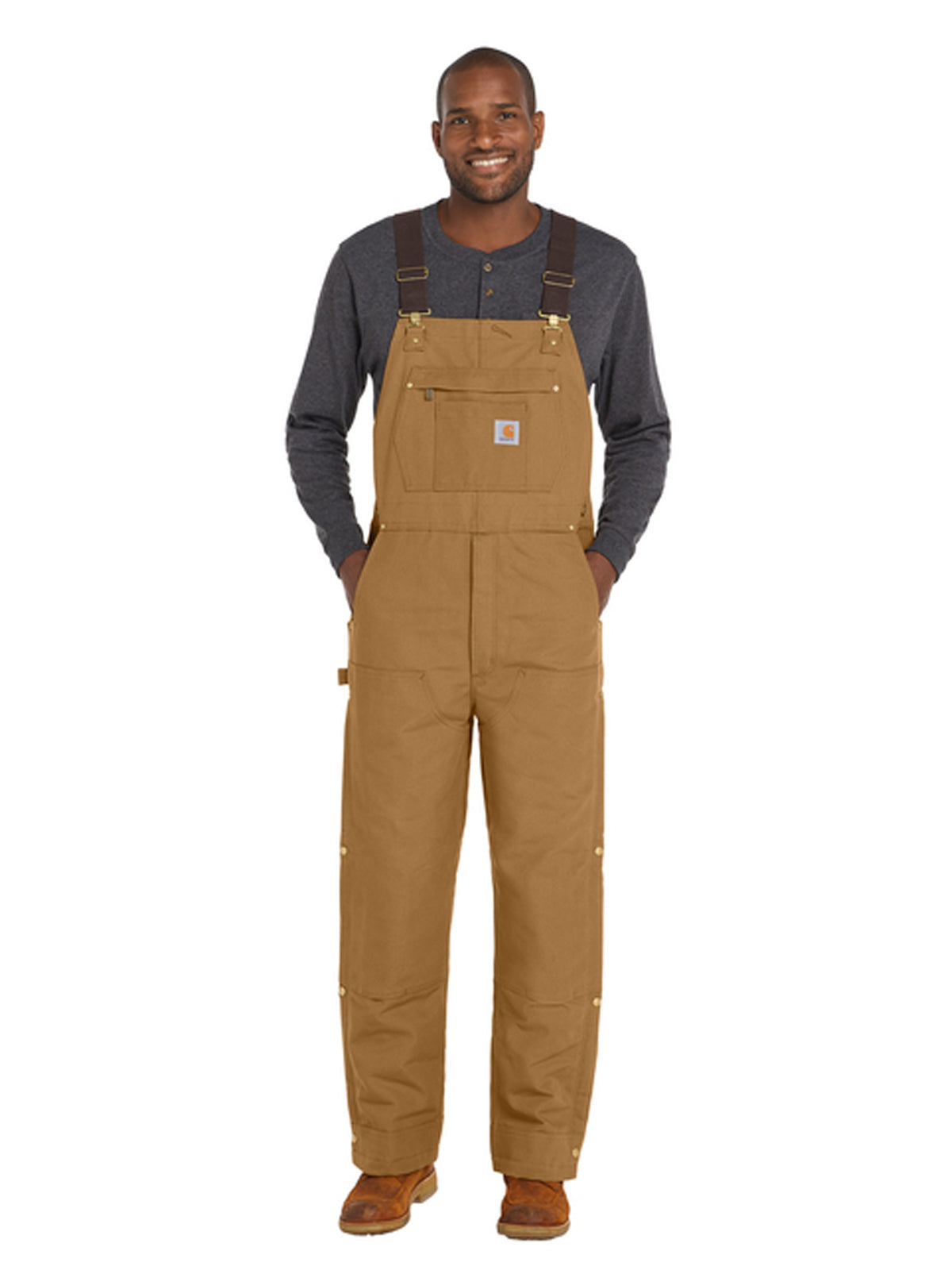 Men's 6-Pocket Short Duck Insulated Overalls - CTS106672 - Carhartt Brown