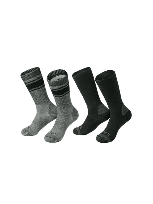 Unisex Heavyweight 4-Pack Crew Sock - CTSC1054 - Assorted Black and Charcoal