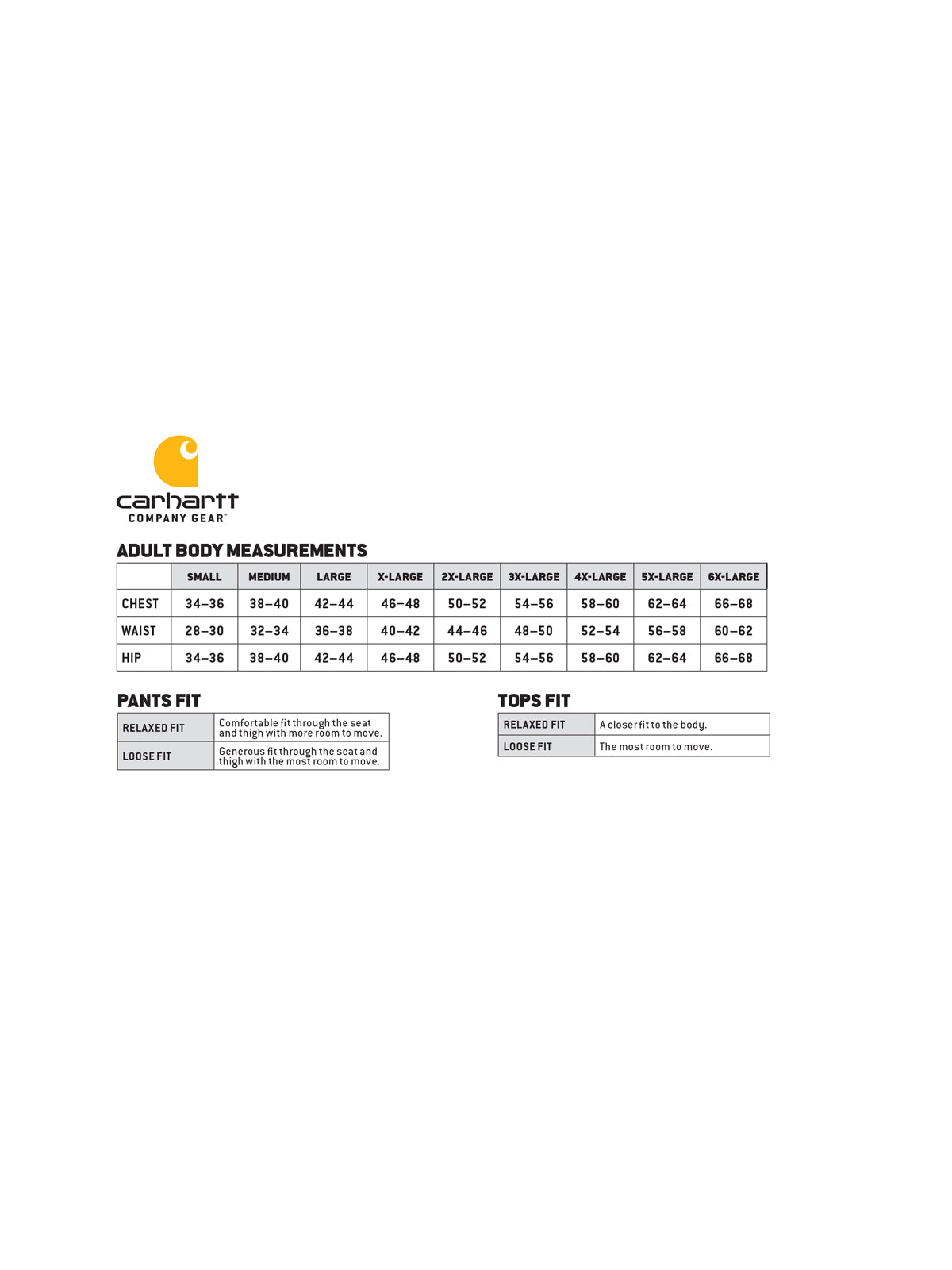 SIZECHART