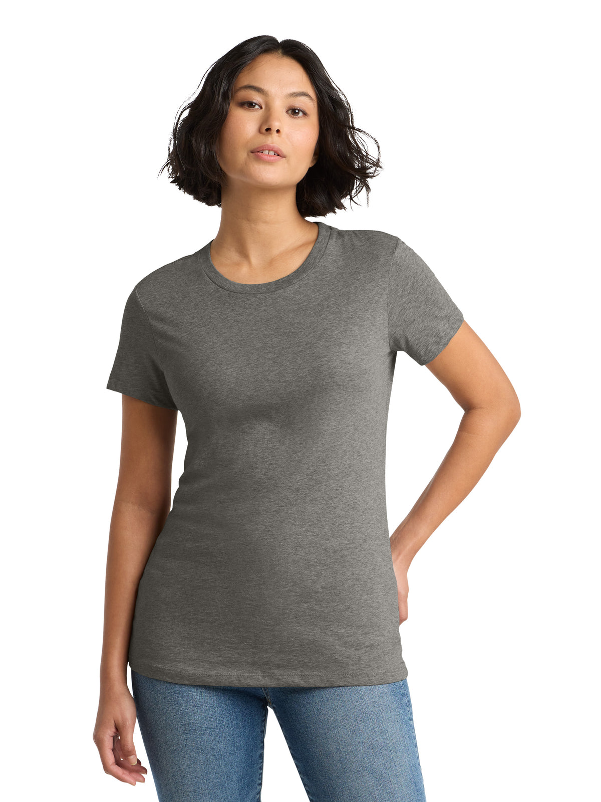 Women's Pocketless Short Sleeve T-Shirt - DM104L - Heathered Charcoal