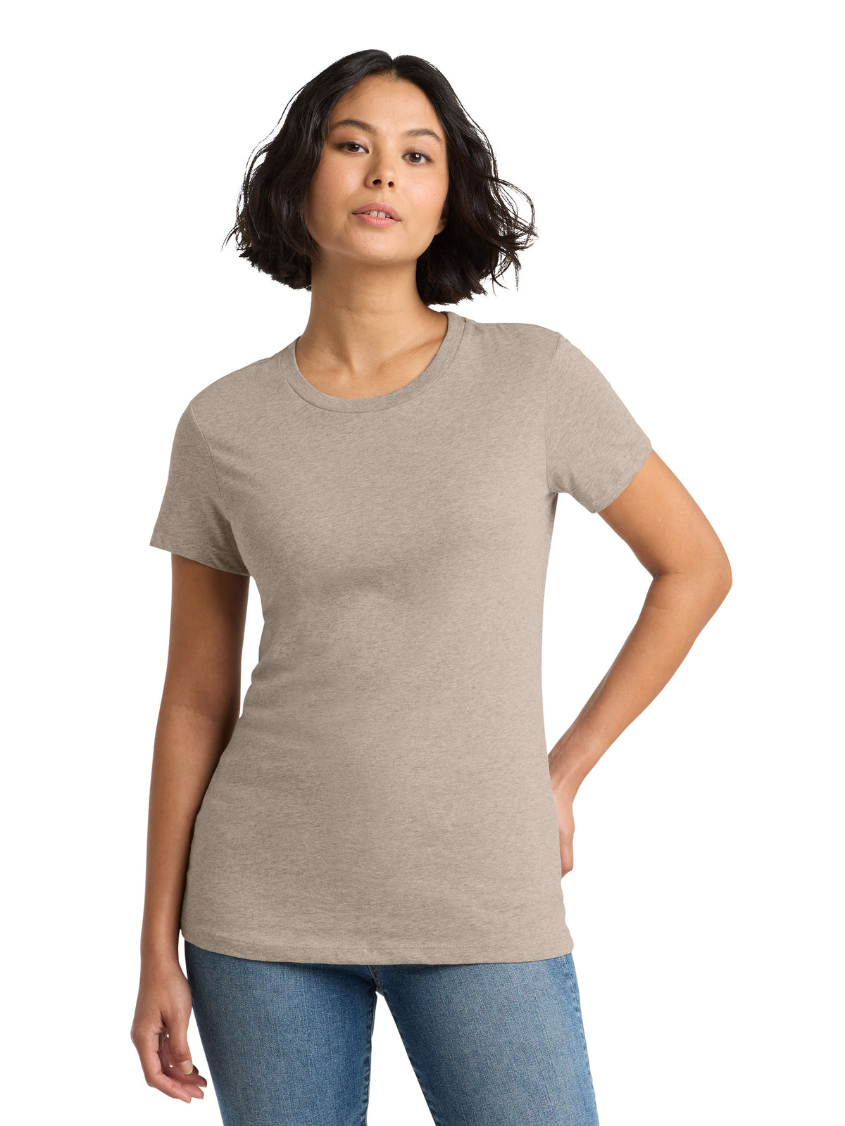 Women's Pocketless Short Sleeve T-Shirt - DM104L - Heathered Latte