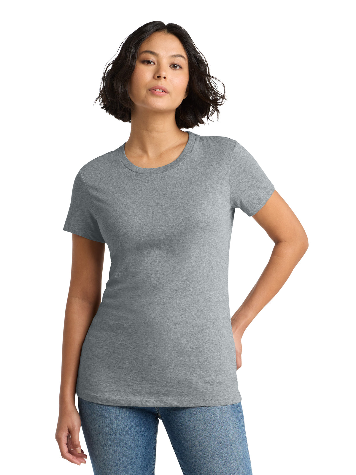 Women's Pocketless Short Sleeve T-Shirt - DM104L - Heathered Steel