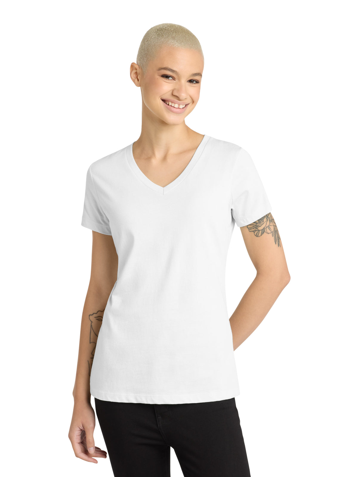 Women's Pocketless V-Neck T-Shirt - DM1170L - Bright White
