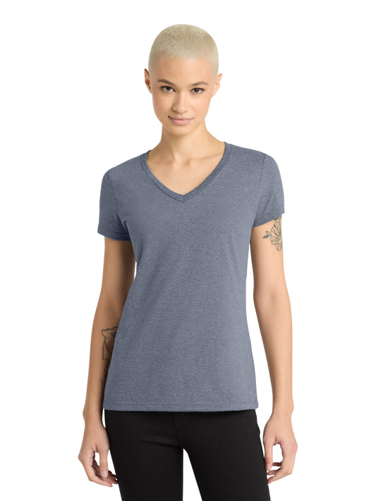 Women's Pocketless V-Neck T-Shirt - DM1170L - Heathered Navy