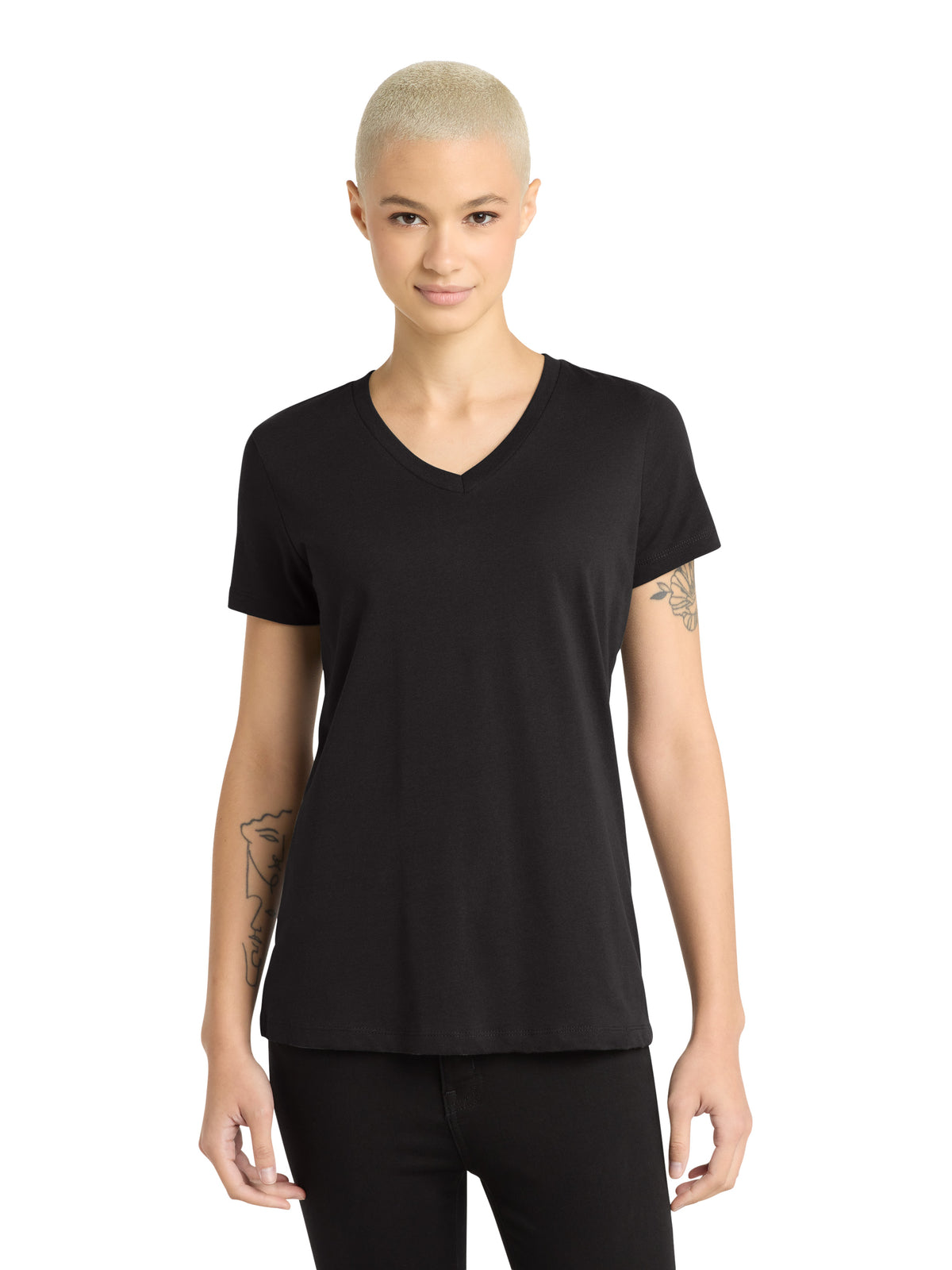 Women's Pocketless V-Neck T-Shirt - DM1170L - Jet Black