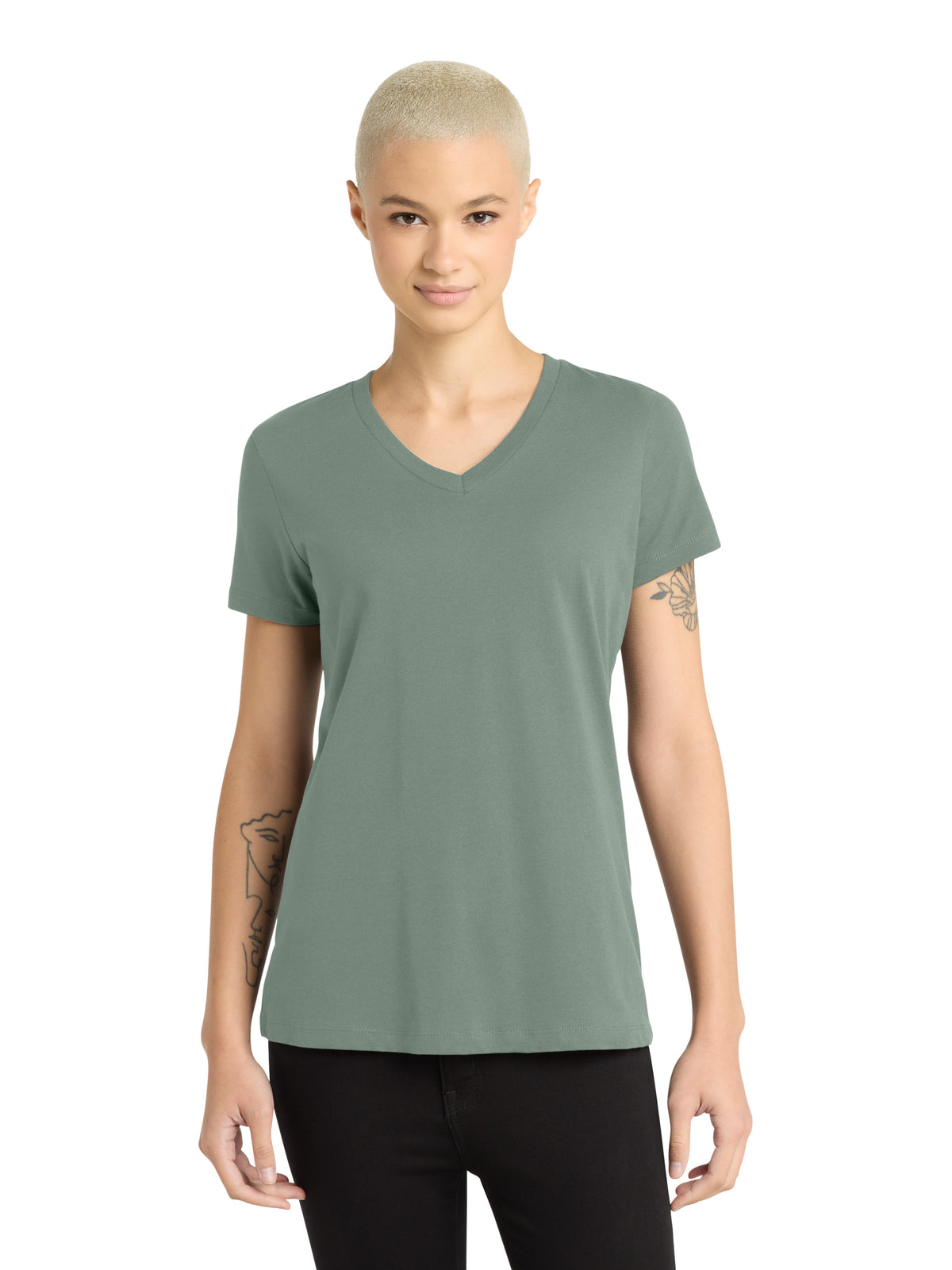 Women's Pocketless V-Neck T-Shirt - DM1170L - Laurel Green