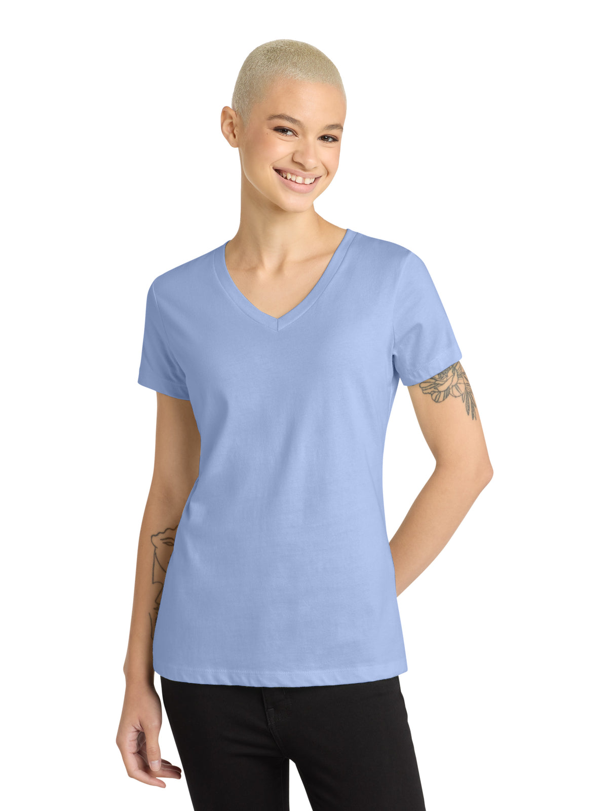 Women's Pocketless V-Neck T-Shirt - DM1170L - Soft Lilac